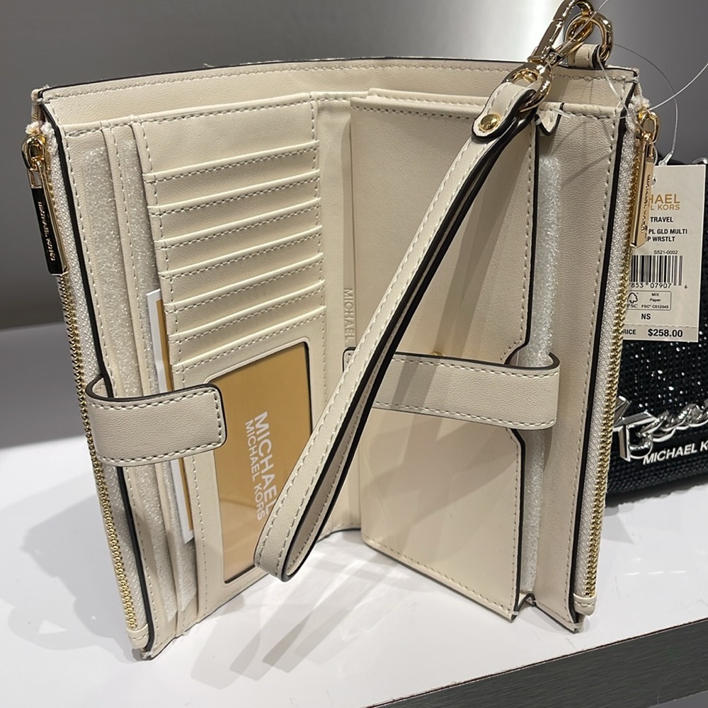 Michael Kors Jet Set Travel Large Double-Zip Wristlet-Wallet-PhoneHolder Pale - Picture 16 of 16